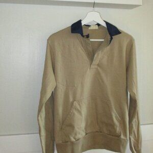 Men's Beige Sweater with Navy Collar
